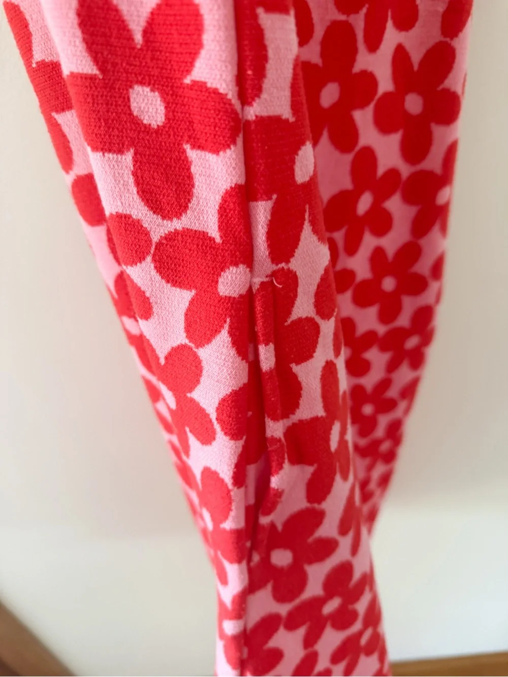 Girls Retro style Daisy Print knitted dress w/pockets sz 14 youth Pink